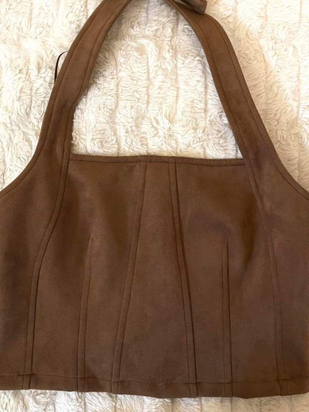 NWT Sincerely Jules Faux Suede Halter Top Brown Corset Style Size Medium
